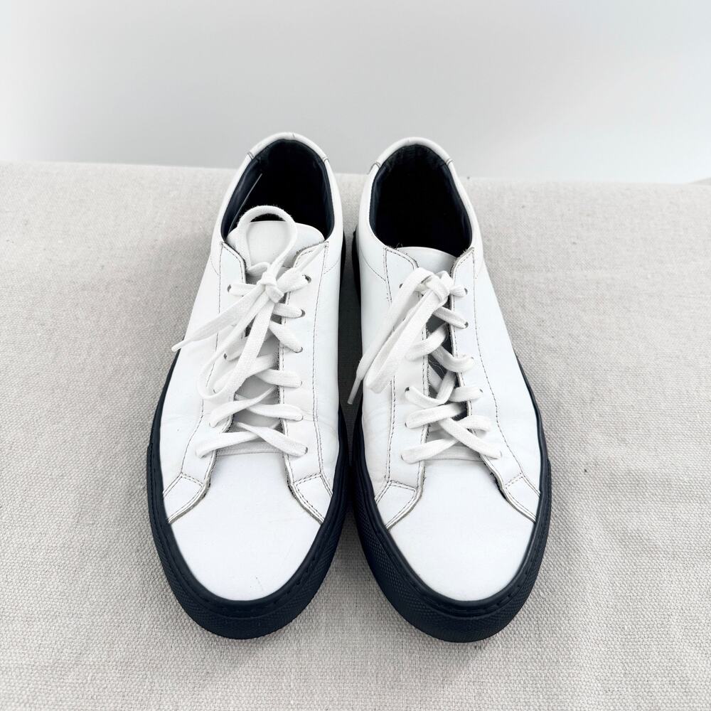 Woman by Common Projects Colorblock Leather Low Top Sneakers White Black EU 37